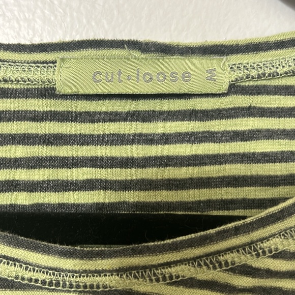 CUT-LOOSE DIAMOND INSET TOP NAVY and Green STRIPE Painted design Medium - Picture 3 of 6